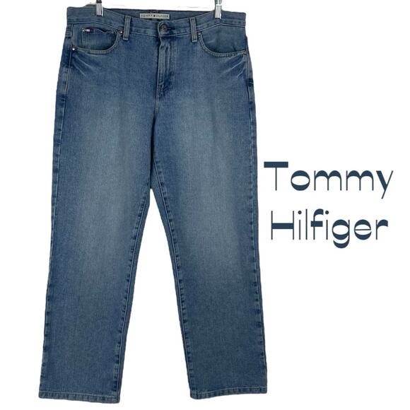 Tommy Hilfiger Boyfriend Mid Rise Straight Leg Blue Jeans Size 33 - Picture 1 of 10